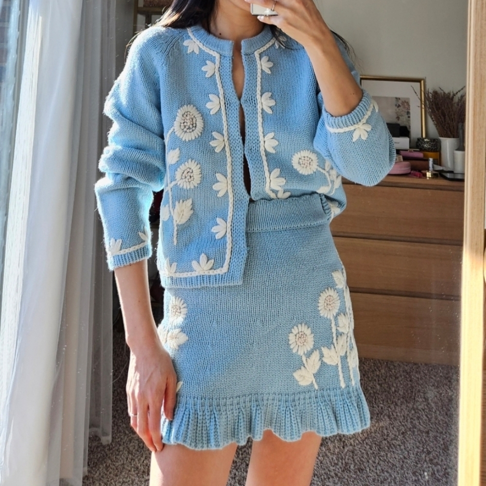 SET Loveshackfancy cardigan Skirt